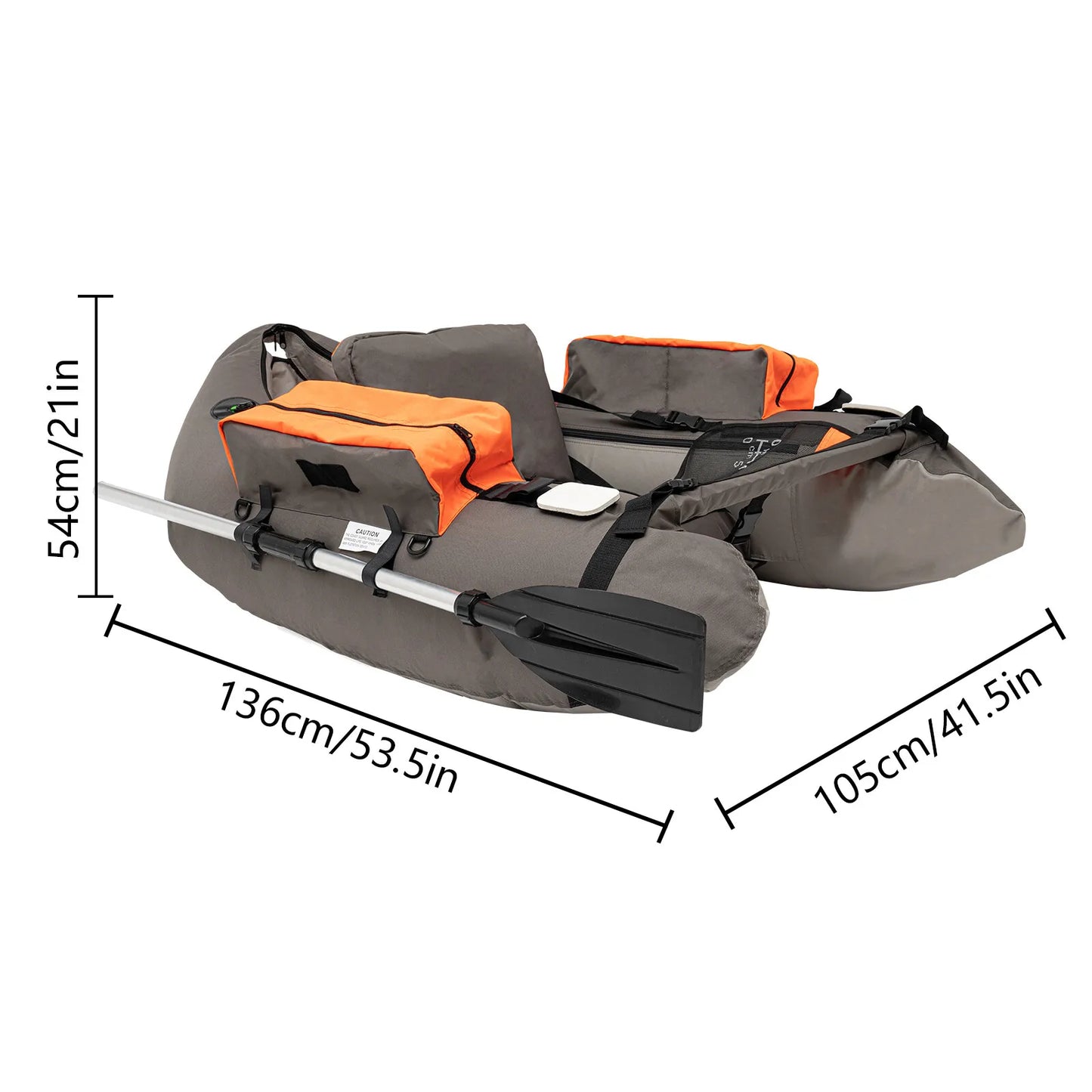 Portable Inflatable Fishing Boat Raft Blow Up Boat with Adjustable Angle Backrest for Outdoor Water Fishing