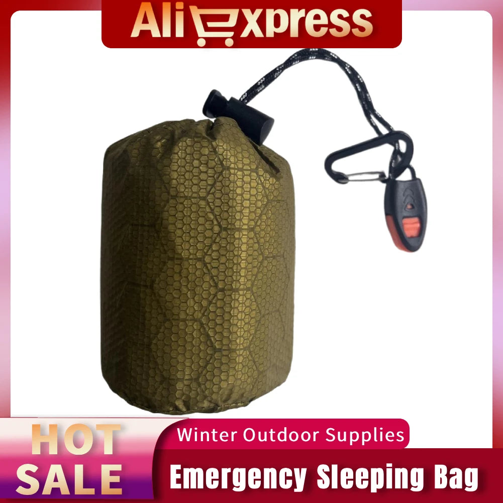 Emergency Thermal Sleeping Bag Portable Survival Blanket PE Aluminum Film Warm Windproof Waterproof for Camping Hiking Outdoor