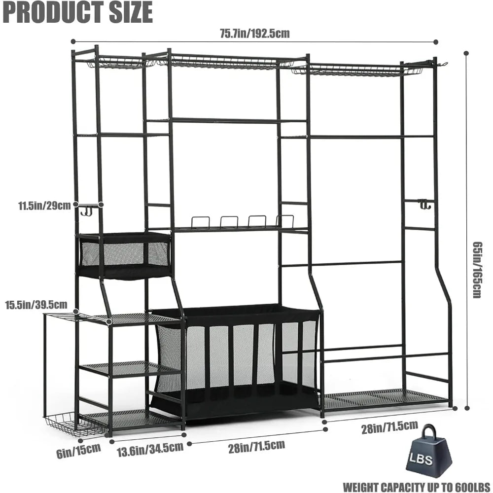 6.3FT Golf Bag Storage Garage Organizer,2 Golf Bag Storage Racks and Other Sports Equipment Organizer, Extra Large Storage Rack
