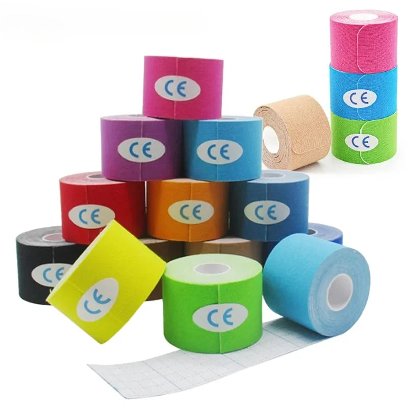 2.5cm*5m Sports Kinesiology Tape Recovery Self Adherent Bandage Wraps Waterproof Cotton Tapes for Muscle Pain Relief