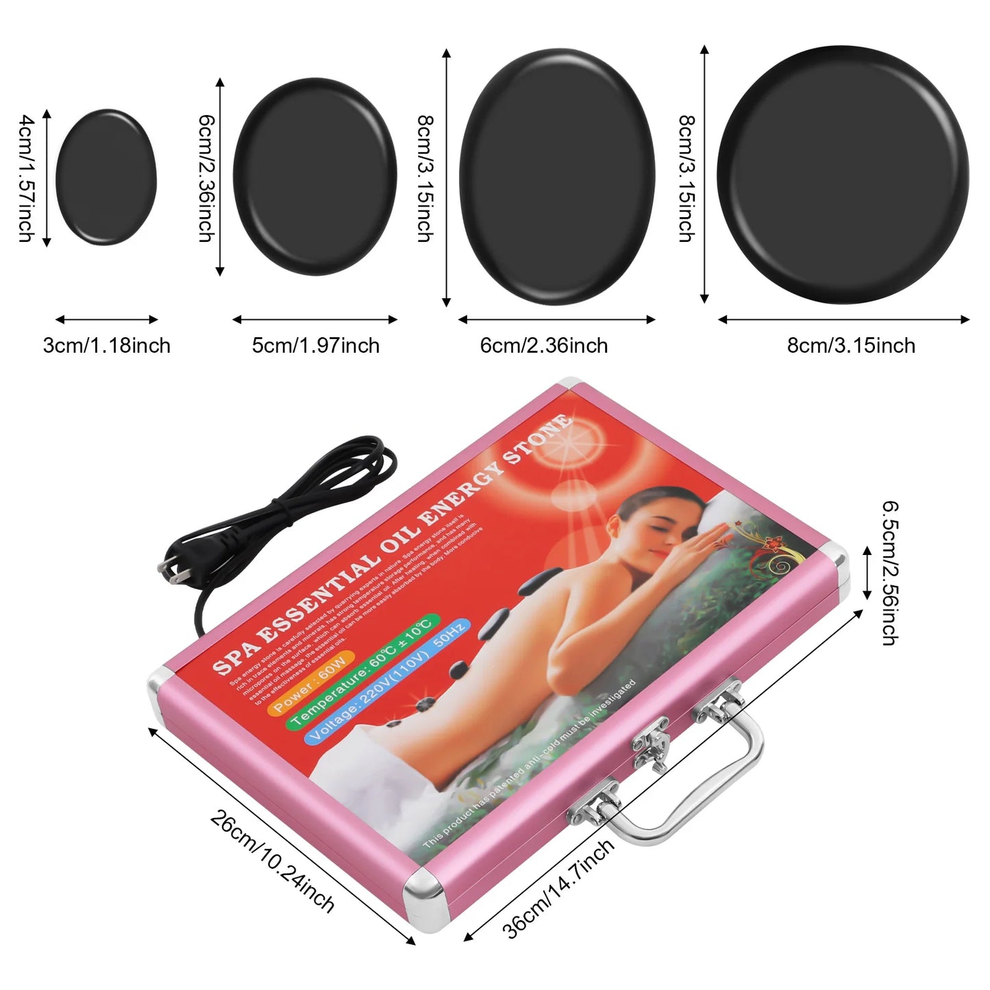 20PCS Lava Natural Stone Hot Stone Therapy Beauty Stones Massage Spa Rock Basalt Stone Health Care Tool