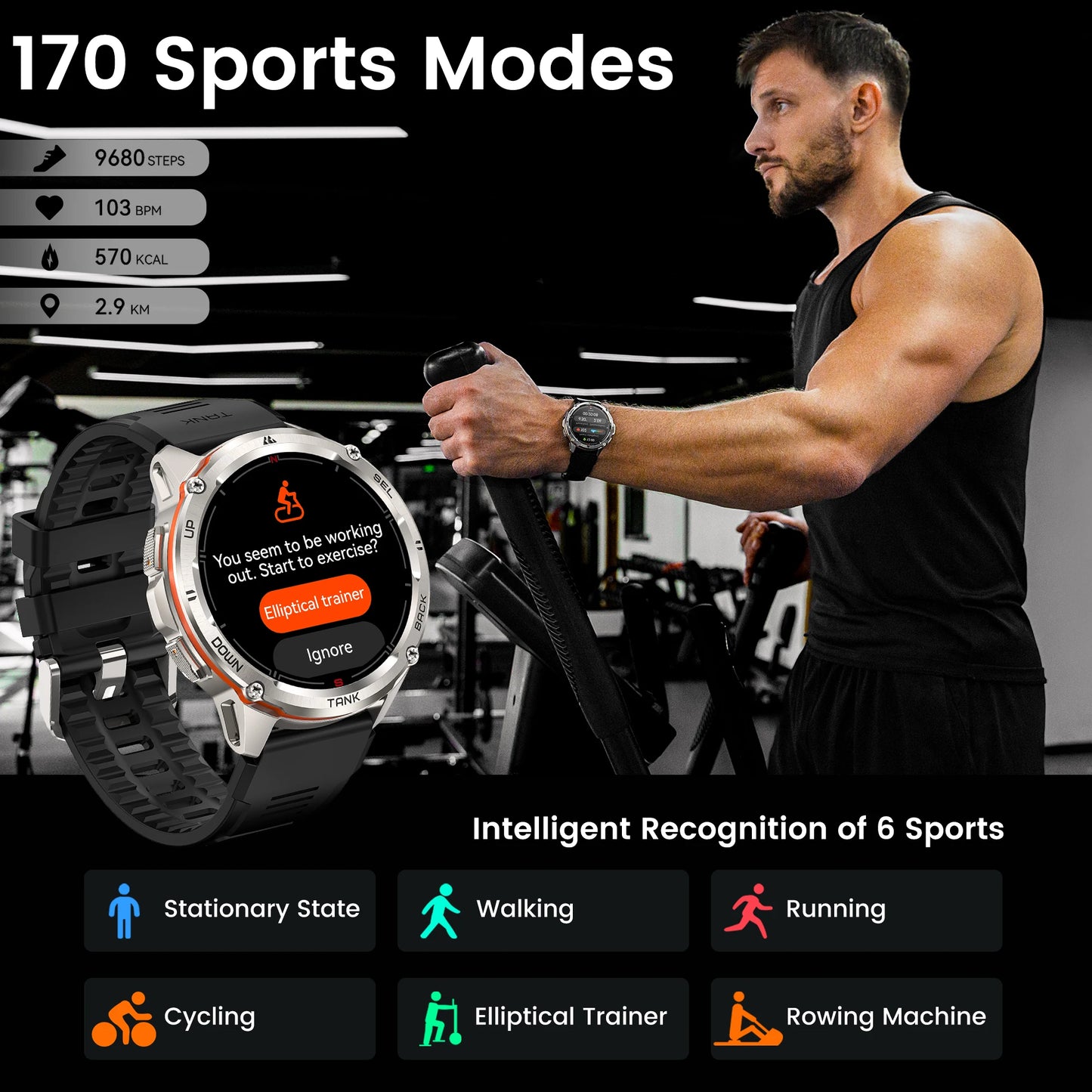 KOSPET TANK T3 Ultra GPS Smart Watch For Men Altimeter Compass Barometric 470mAh 60 Days Battery Bluetooth Call IP69K Waterproof
