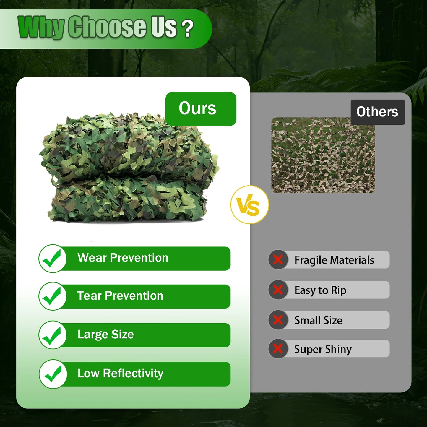 8*8m Military Net Camouflage Hunting Woodland Army Training Sunshade Mesh Nets Waterproof & Lightweight for Hunting, Camping