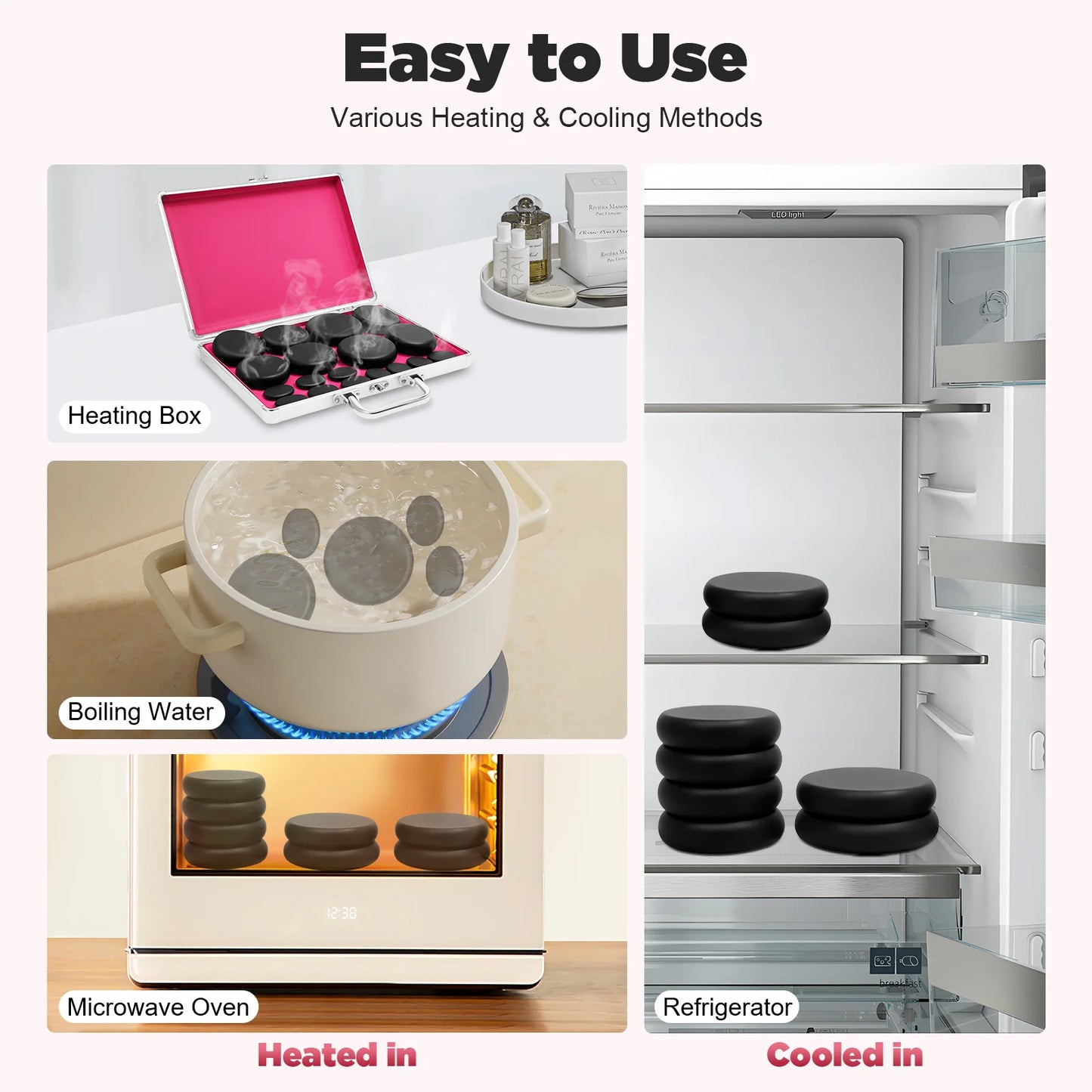 Professional Hot Stone Massage Kit with Heater, 20pcs Natural Volcanic Basalt Stones for Muscle Pain Relief, Home Spa Therapy