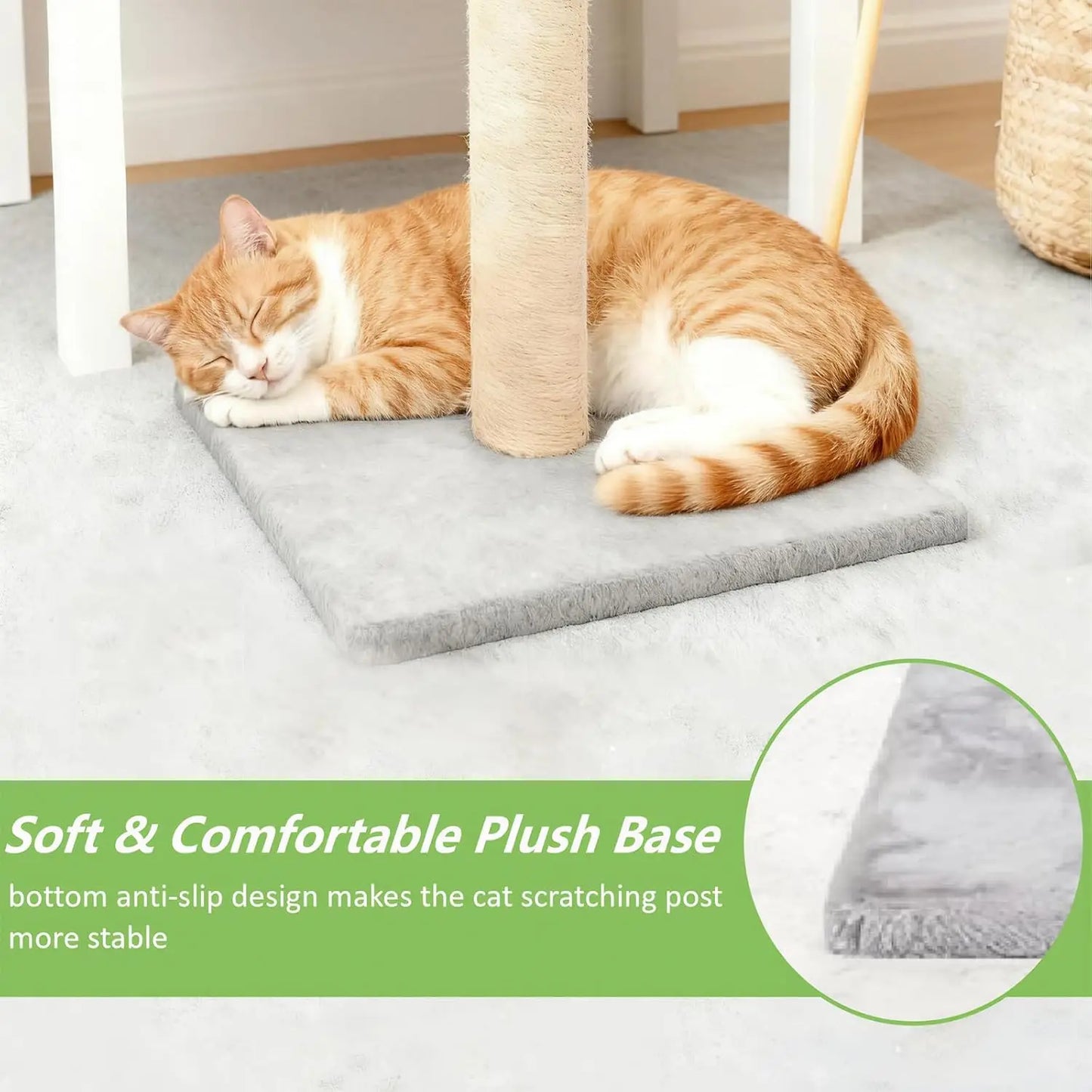 33' Tall Cat Scratching Post with Sisal & Plush Pad for Indoor Cats