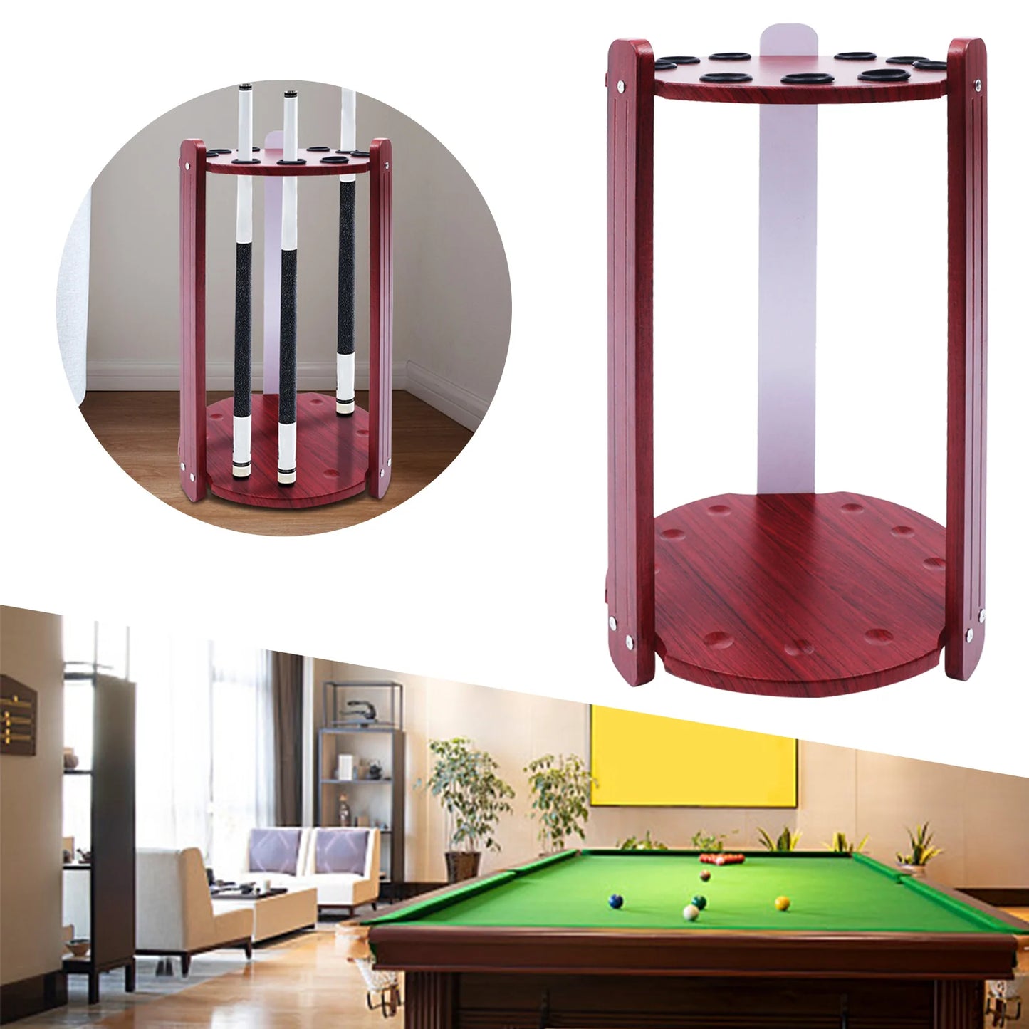 Ball Cue Rack or Holder Fit for Storing Billiard Cues Golf Clubs Fishing Rods Hiking Pole Used in the Home Club Bar and Gym