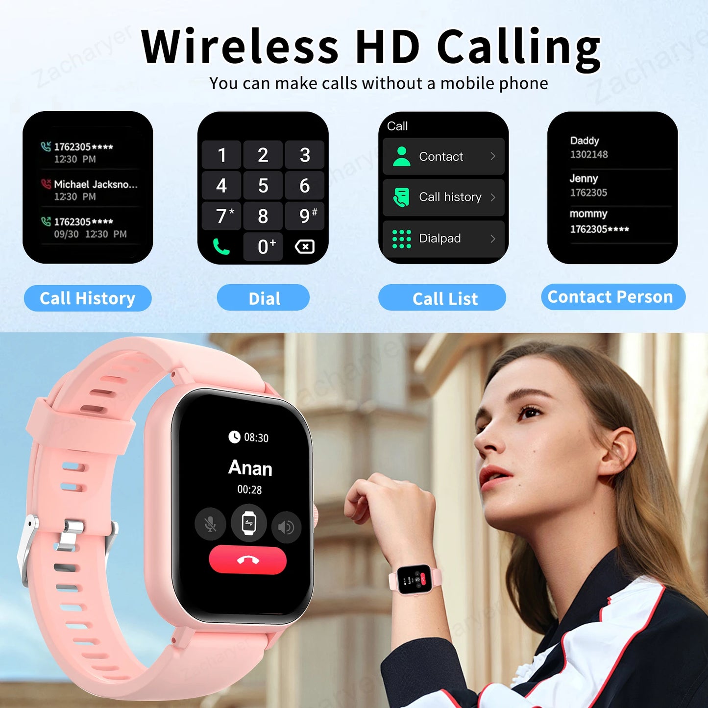 Touch Screen Watches Sport Smart Watch Bluetooth Call Fitness Tracker Smartwatch Sedentary Reminder Pedometer