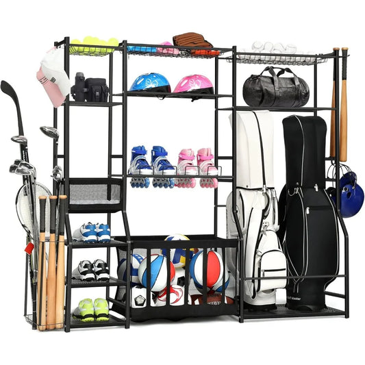 6.3FT Golf Bag Storage Garage Organizer,2 Golf Bag Storage Racks and Other Sports Equipment Organizer, Extra Large Storage Rack