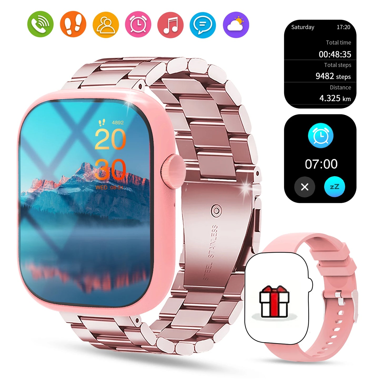 2025 New Smart Watch Bluetooth Call Message Reminder Sports Health Monitoring Men and Women Smart Watch Christmas Holiday Gift