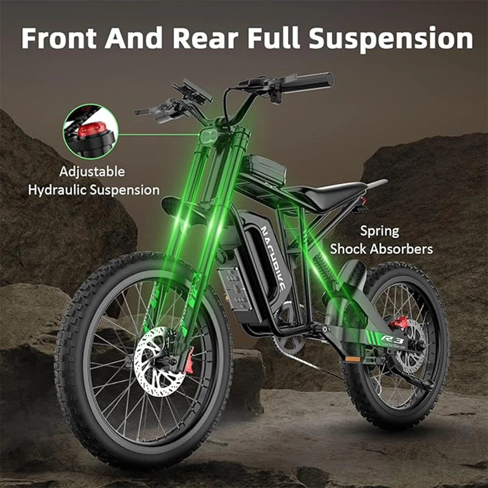R1 Electric Dirt Bike for Adults Peak 4000W brushless Motor 40 MPH Speed Dirtbike 50 Miles Range Ebike with 60V 25Ah Battery