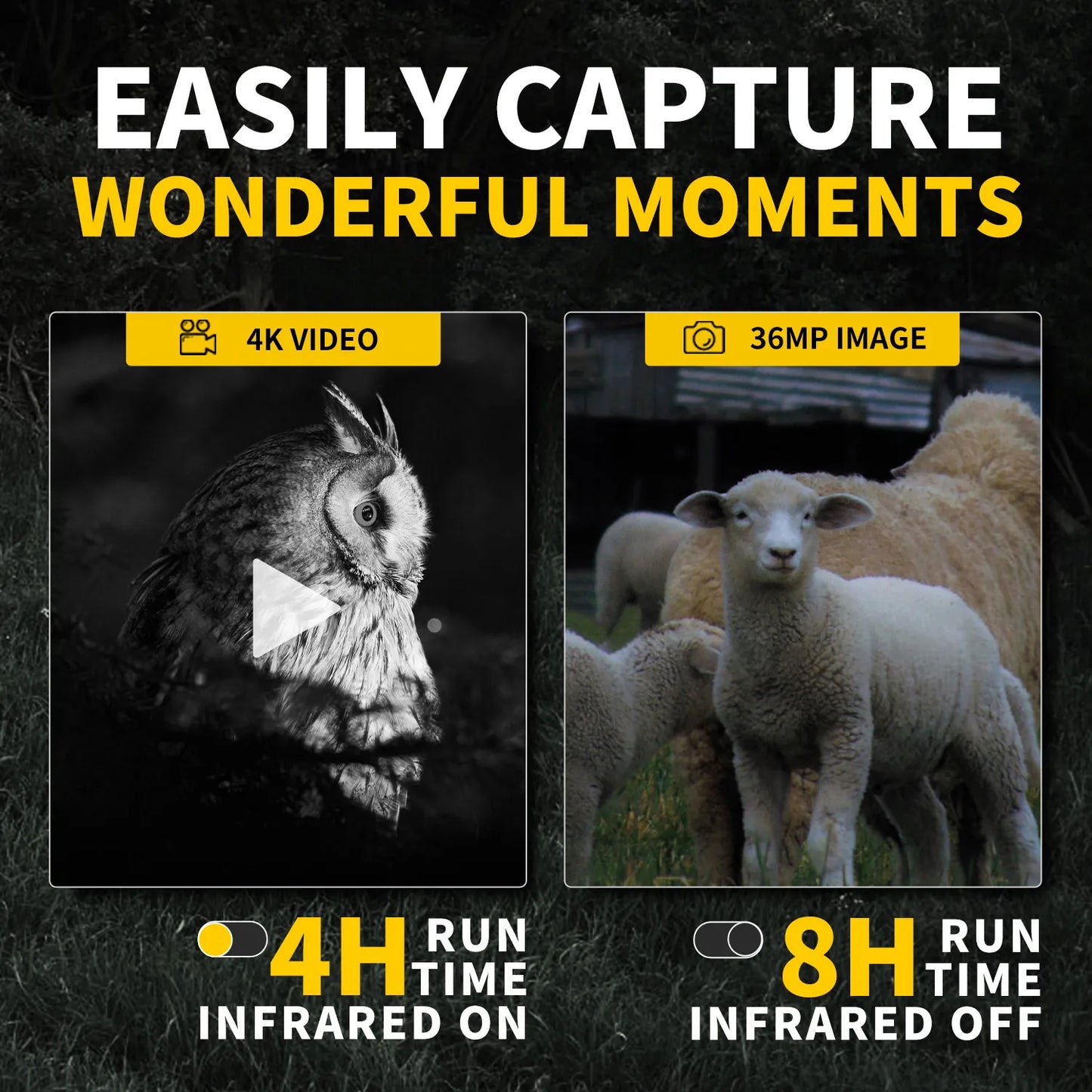 FNIRSI Telescope NVS-20 4K HD Monocular Night Vision Goggles 6X Digital Zoom 300m Hunting Camping Scope Day and Night Dual Use