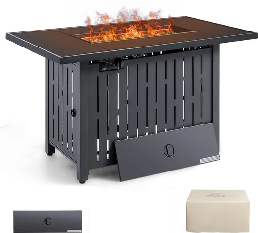 43 inch Propane Gas Fire Pit Table Outdoor 50,000 BTU Auto lgnition Patio Propane Gas Firepit with Tempered Glass, Customized