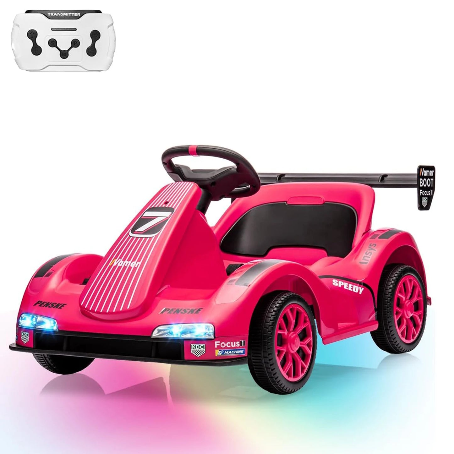 Kids Go Kart, Electric Ride On Drift Kart with Dual Motors,LED Lights, Safety Belt,Battery Powered Outdoor Ride On Racing Toy