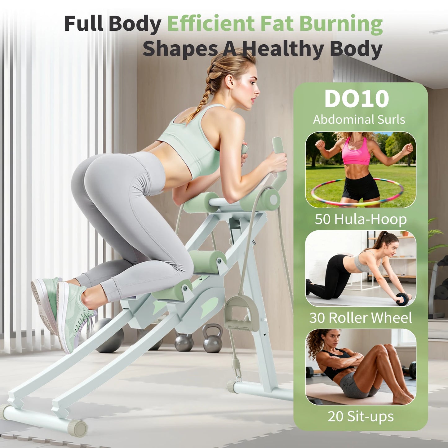 Abdominal Curling Exercise Machine Adjustable Dual Track Fitness Equipment Coaster Foldable Trainer Workout Core Ab For Home Gym