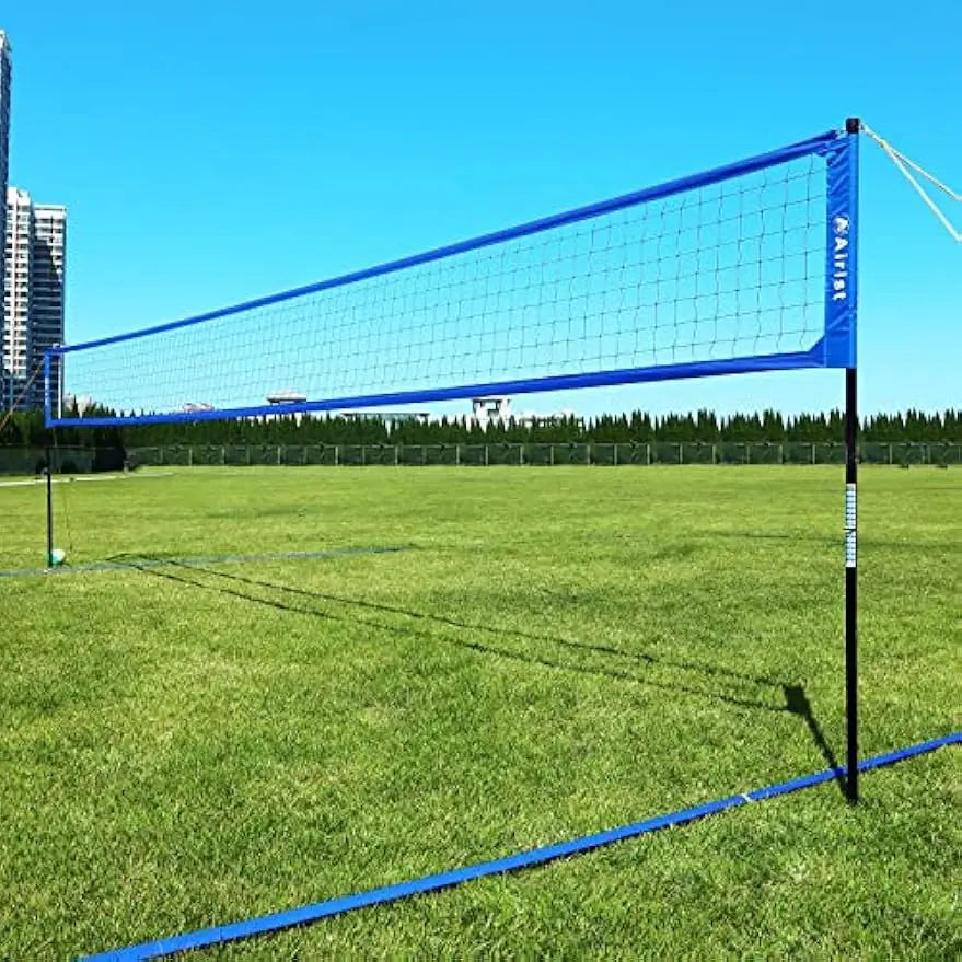 Professional Volleyball Net Set with Steel Anti-Sag System, Adjustable Aluminum Poles for Backyard and Beach