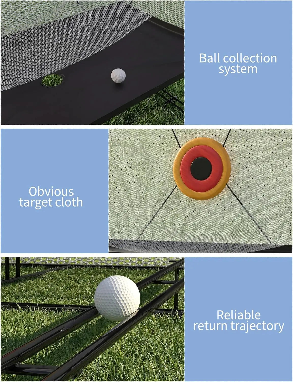Golf Practice Cage Set with Heavy Duty Metal Frame & Carry Bag Foldable Easy Setup Practice Nets for Indoor/Outdoor Training