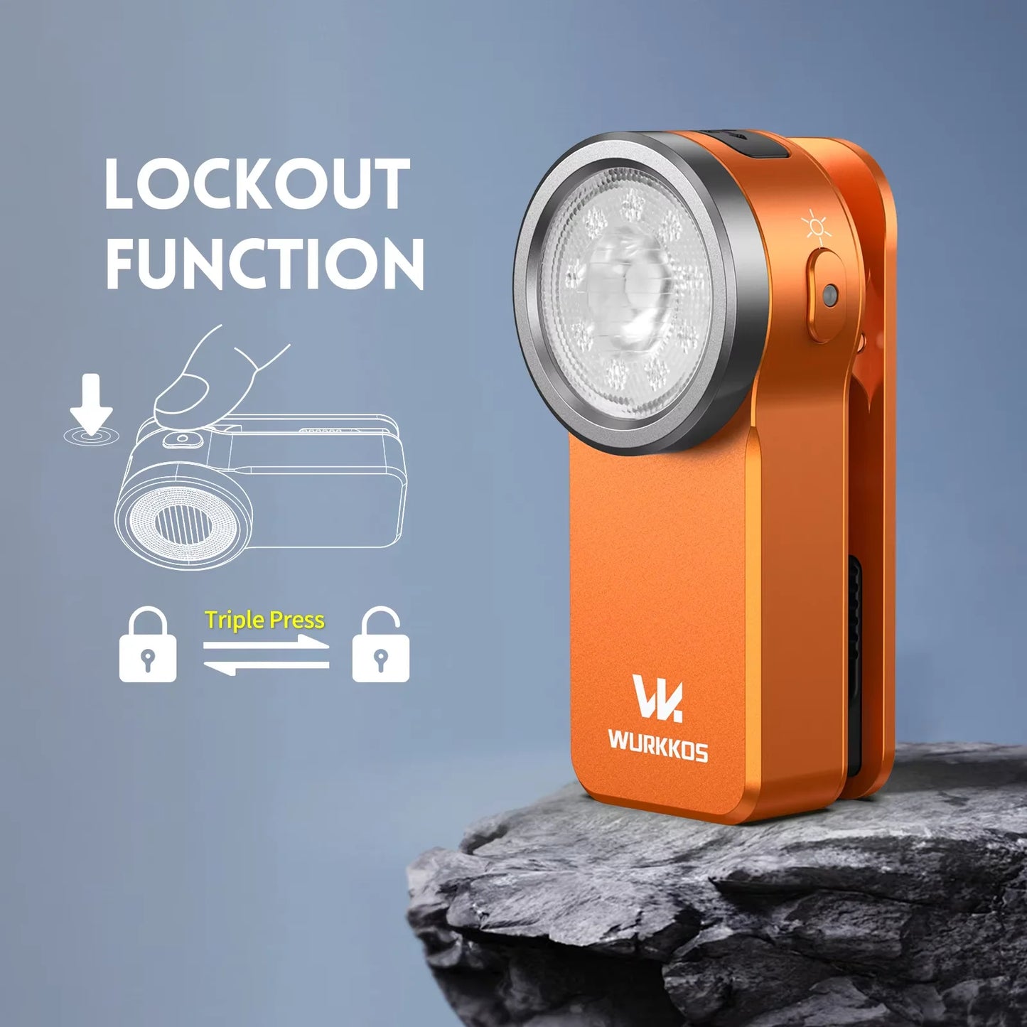 Wurkkos HD03 680LM Mini Clip Light USB Rechargeable Pocket Flashlight Spotlight/Floodlight Portable RGB Torch with Magnet