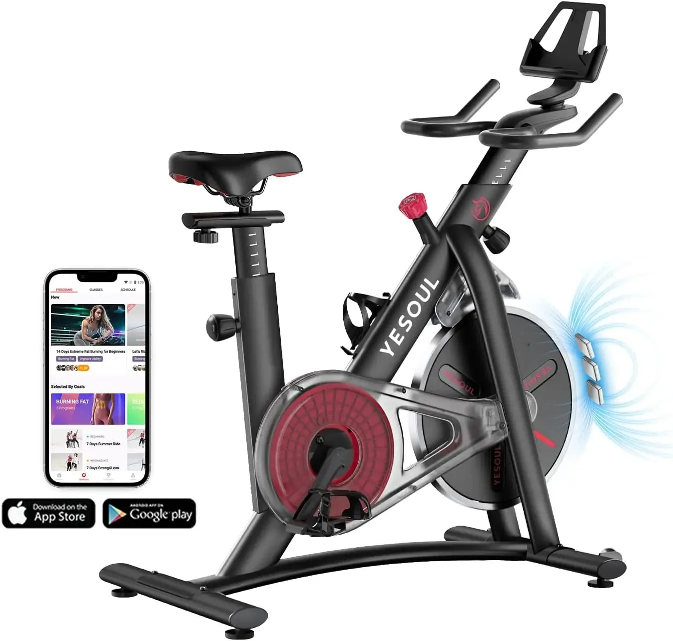 S3 Black Exercise Bike For Home Smart White Cycling Bike Magnetic Resistance For Gym Electric Stationary