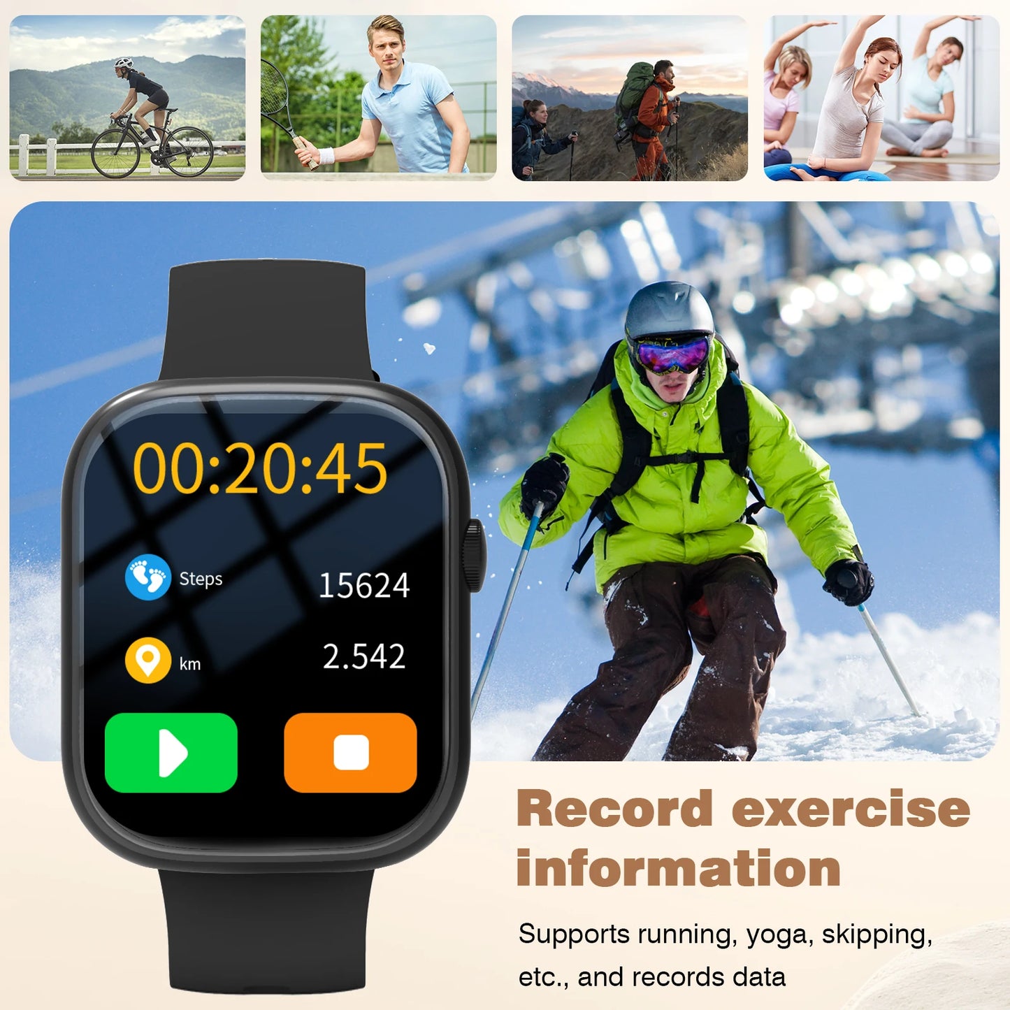 2025 New Smart Watch Bluetooth Call Message Reminder Sports Health Monitoring Men and Women Smart Watch Christmas Holiday Gift