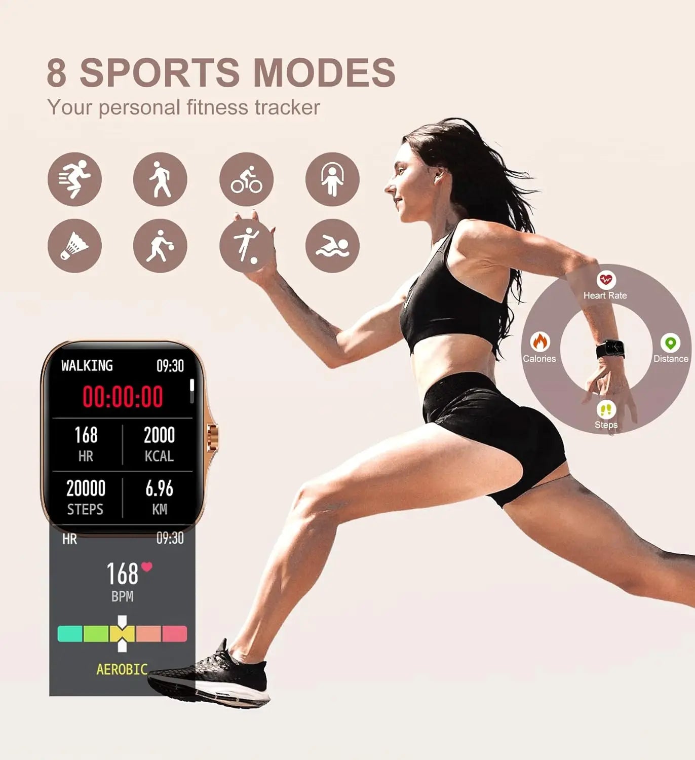 Smart Watch for Women(Call Receive/Dial), Fitness Tracker Smartwatch for Android iOS Phones Heart Rate Sleep Monitor Pedometer
