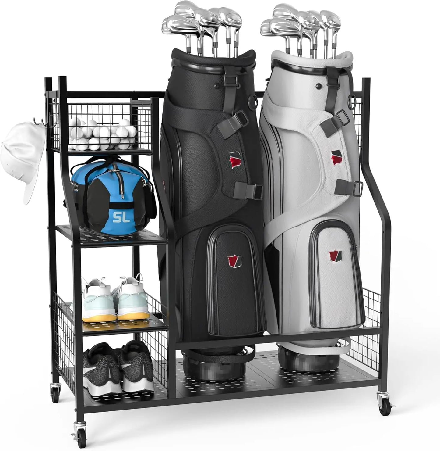 Golf Bag Storage Garage Organizer, Extra Large Size Golf Bag Storage Stand and Golf Equipment Rack for Garage,Shed, Basement
