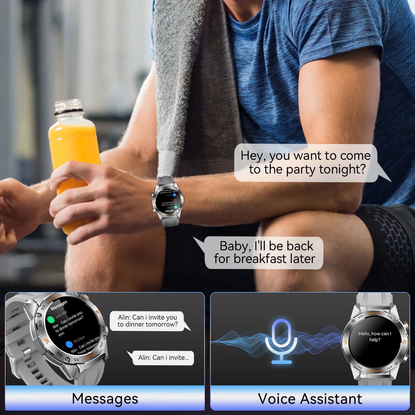 LaNikar New Military Smart Watch for Men1.46"Fitness Tactical Smartwatch with Multiple Sports Modes Heart RateSpO2 Sleep Tracker