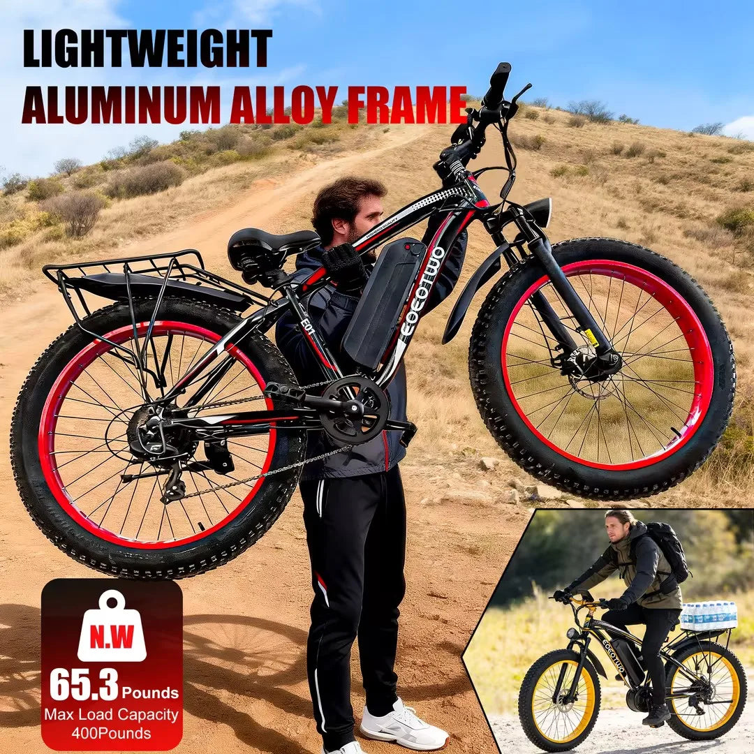 EOEOTWO E01 Electric Bike Adults,1500W Ebike,34MPH 60Miles Electric Mountain Bike,26" Fat Tire Electric Bicycle+1 Year Warranty