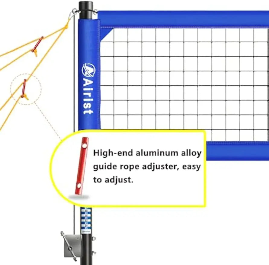 Professional Volleyball Net Set with Steel Anti-Sag System, Adjustable Aluminum Poles for Backyard and Beach