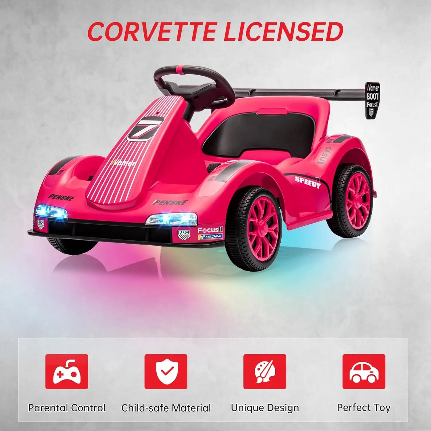 Kids Go Kart, Electric Ride On Drift Kart with Dual Motors,LED Lights, Safety Belt,Battery Powered Outdoor Ride On Racing Toy