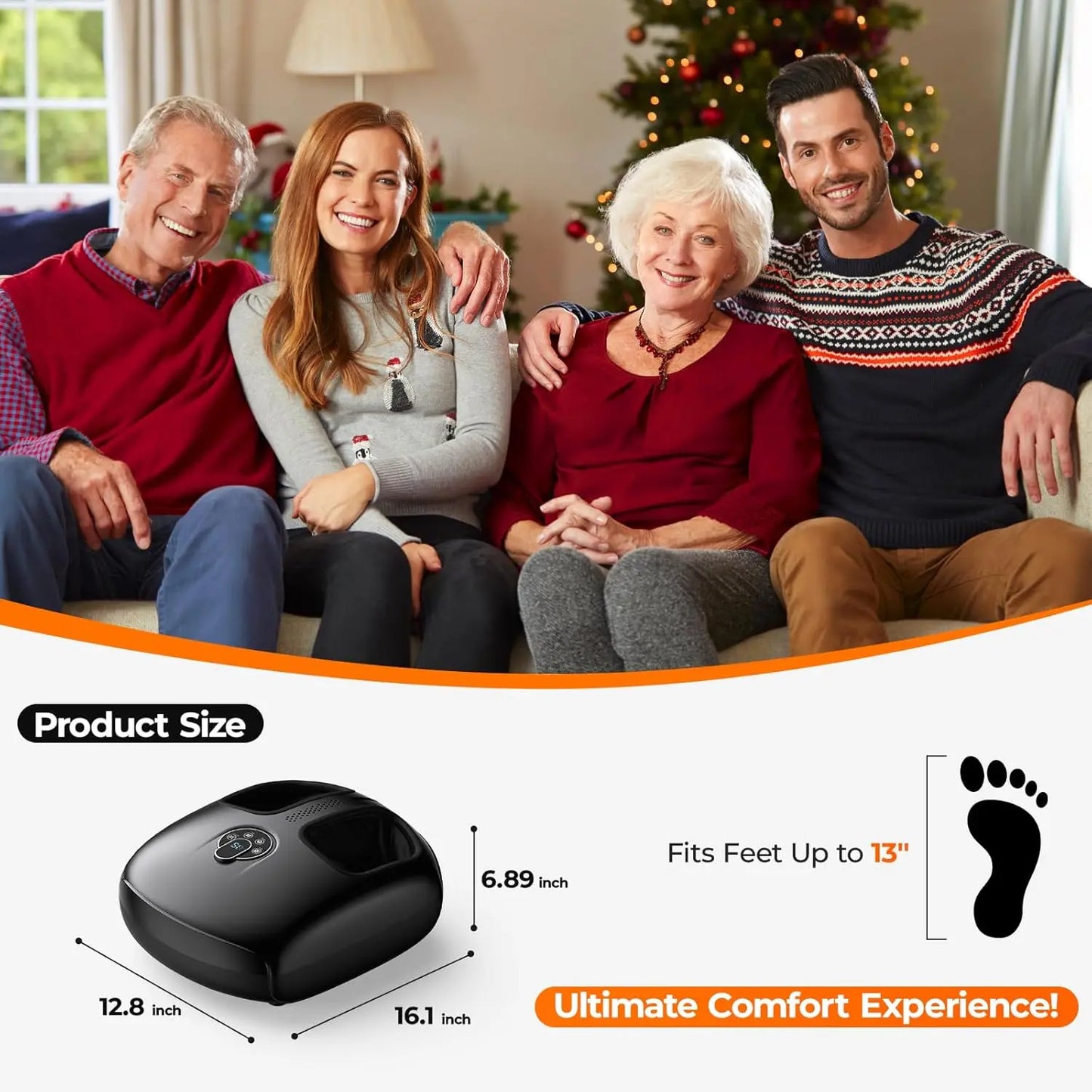 Shiatsu Foot Massager Heat Compression Vibration 4 Modes 5 Intensities Home Spa Gift Fully Wrapped Foot Care Health Machine