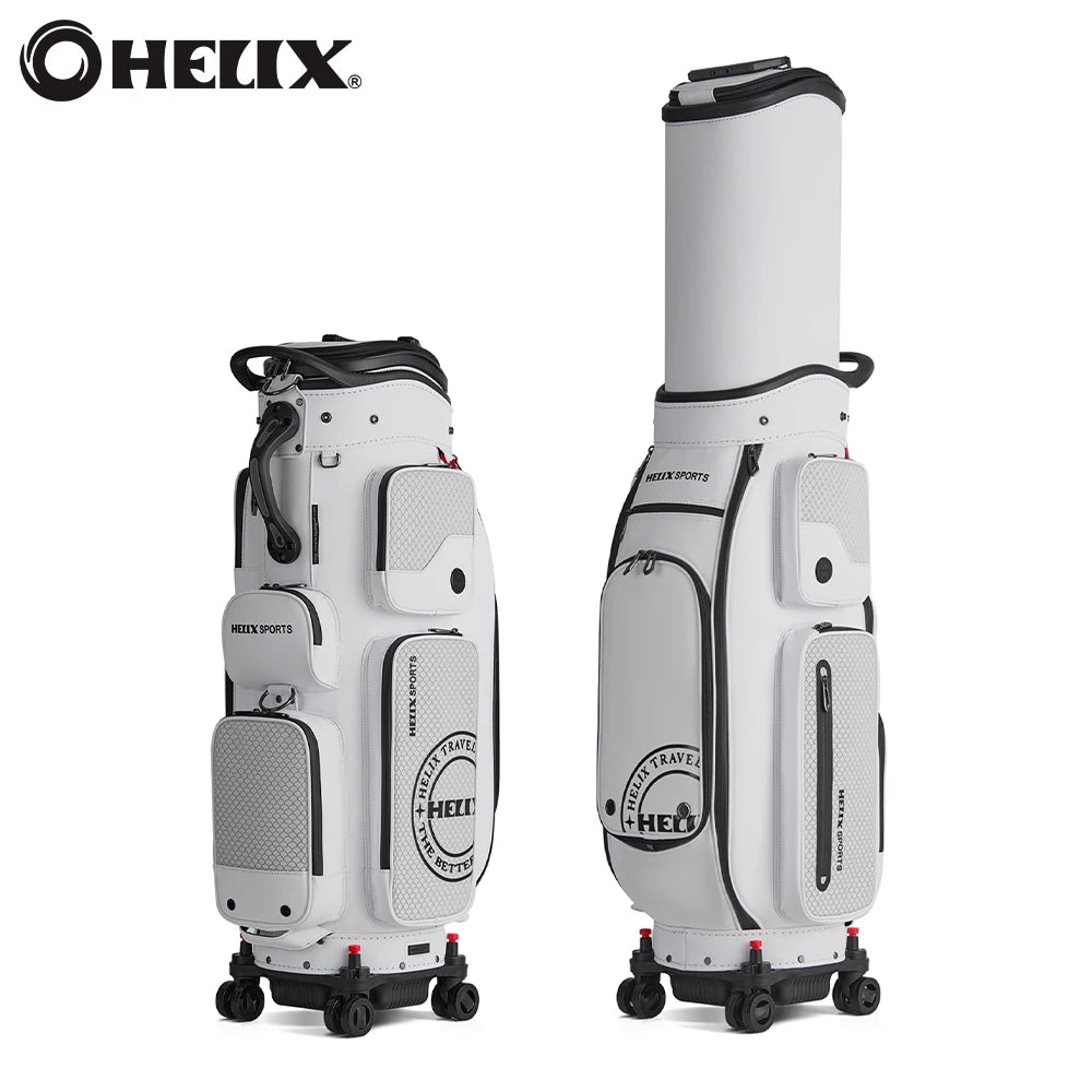 HELIX Golf Bag with 4 Ultra Quiet and Smooth Rolling Wheels and Protective Top Cover Large Capacity Golf  Travel Bag