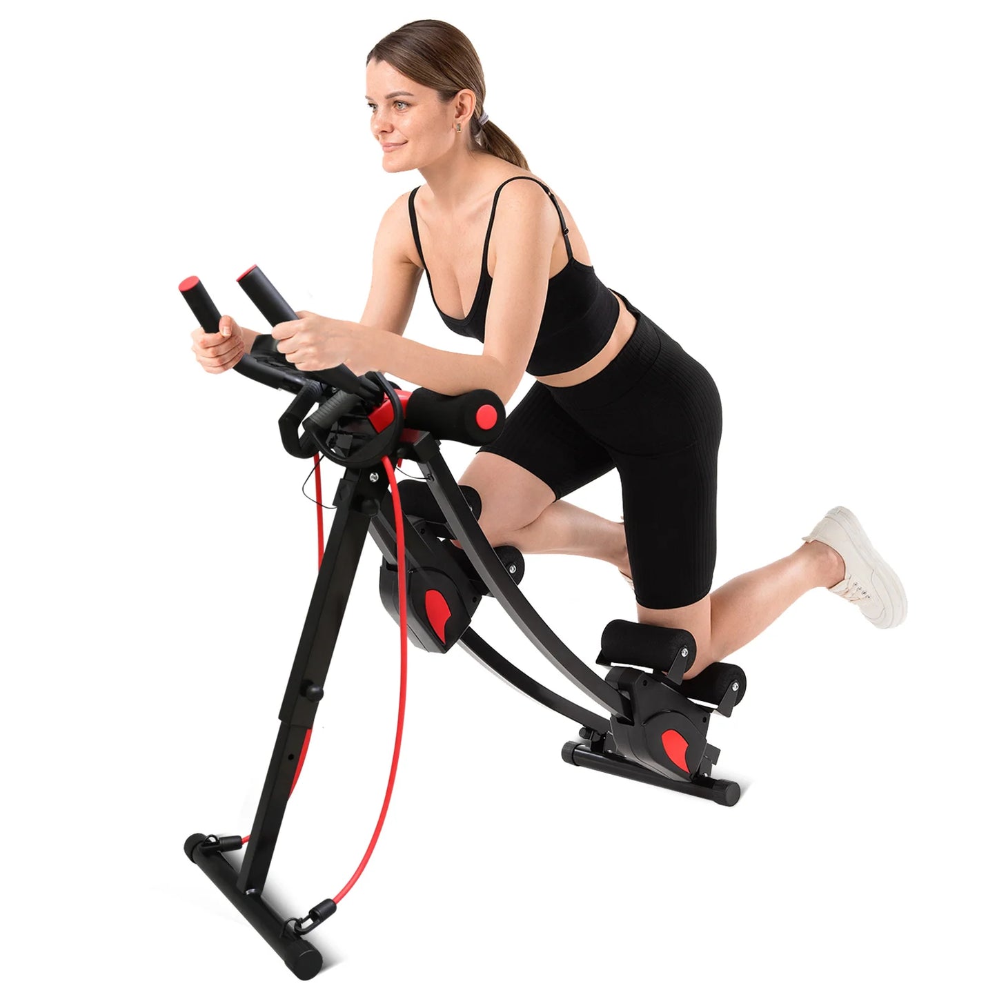Abdominal Curling Exercise Machine Adjustable Dual Track Fitness Equipment Coaster Foldable Trainer Workout Core Ab For Home Gym