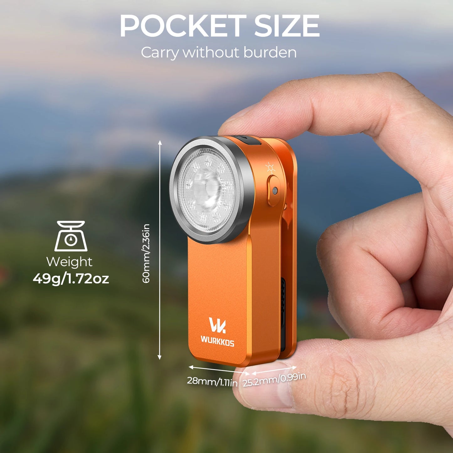 Wurkkos HD03 680LM Mini Clip Light USB Rechargeable Pocket Flashlight Spotlight/Floodlight Portable RGB Torch with Magnet