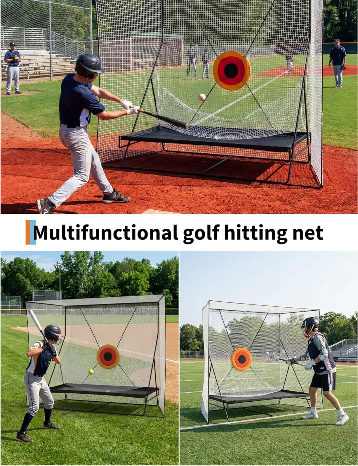 Golf Practice Cage Set with Heavy Duty Metal Frame & Carry Bag Foldable Easy Setup Practice Nets for Indoor/Outdoor Training