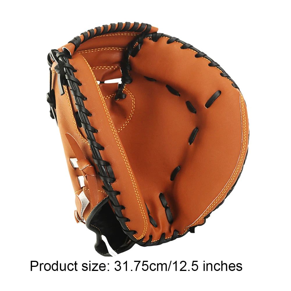 Baseball Softball Catcher PU Leather Baseball Mitt Thicken Beginner Play Training Wear-resistant Catcher Mitt for Outdoor Sports