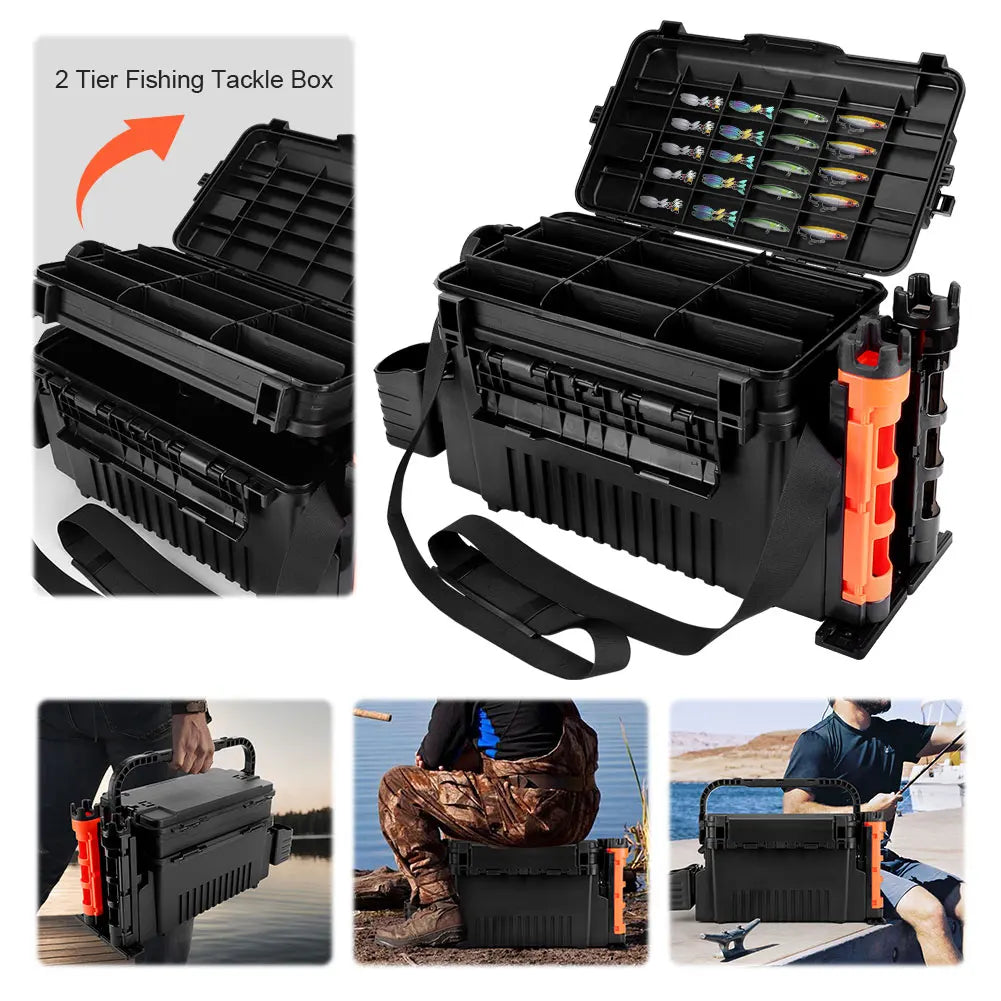 Large Fishing Box Organizer 11L Double Layer Multi-function Thickening Storage Box Portable Fishing Accessories Tackle Box Pesca