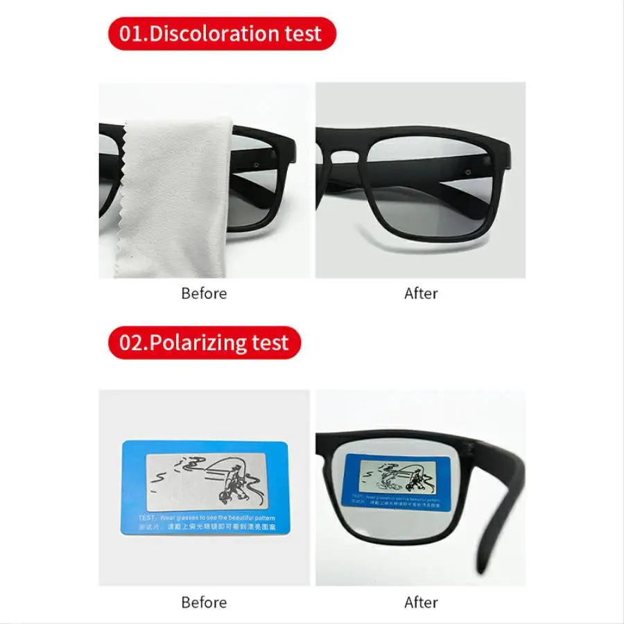 Fashion Photochromic Polarized Sunglasses Men Women Vintage Square Sun Glasses Man Brand Designer Driving Fishing UV400 Eyewear