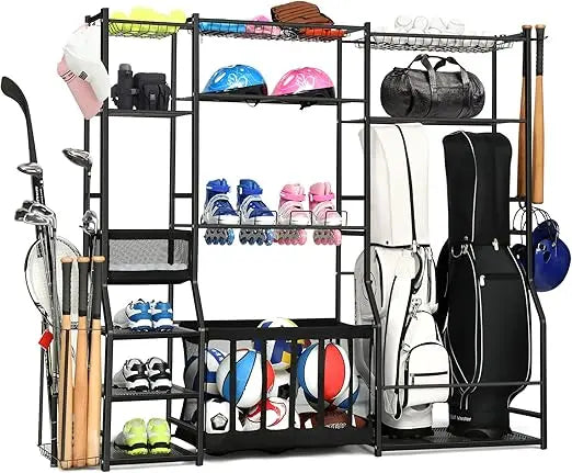 6.3FT Golf Bag Storage Garage Organizer,2 Golf Bag Storage Racks and Other Sports Equipment Organizer, Extra Large Storage Rack