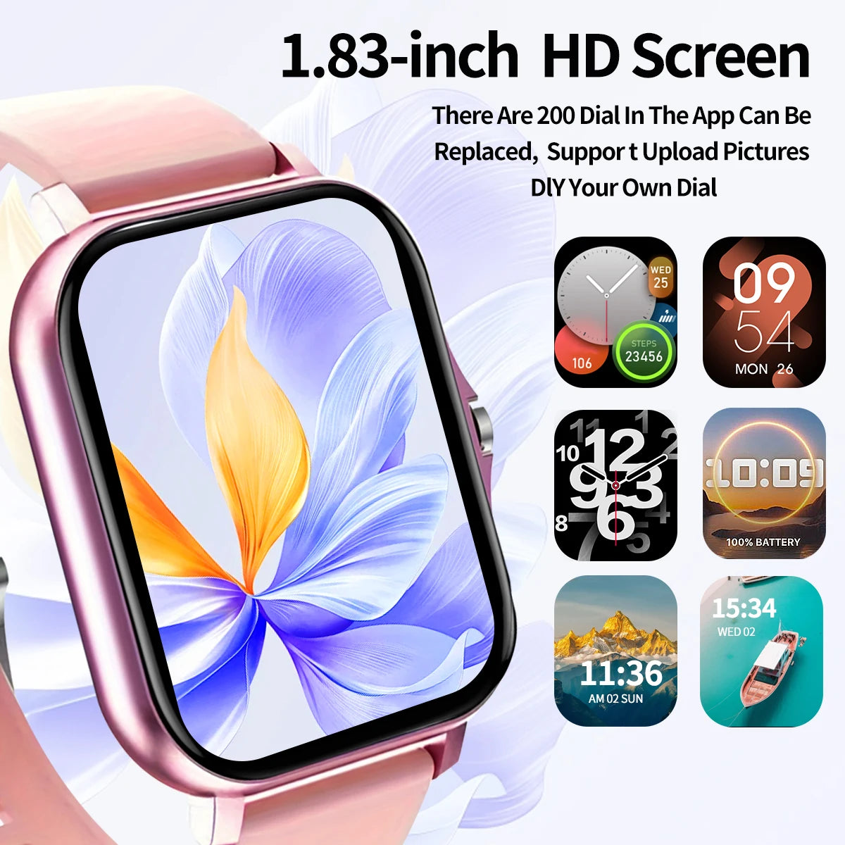 Outdoor sports smartwatch, wireless calling, information reminder, men's and women's multifunctional sports watch