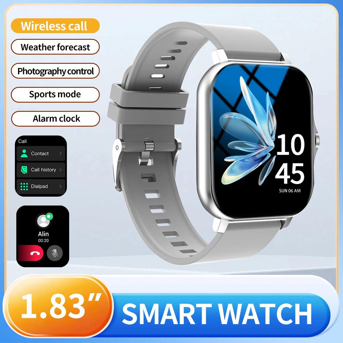 Outdoor sports smartwatch, wireless calling, information reminder, men's and women's multifunctional sports watch