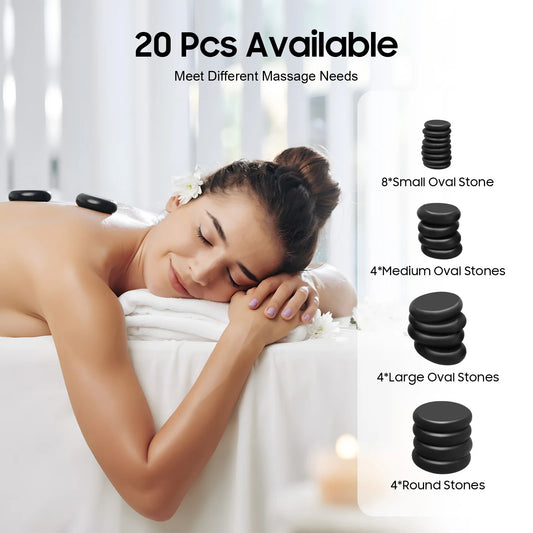 20PCS Lava Natural Stone Hot Stone Therapy Beauty Stones Massage Spa Rock Basalt Stone Health Care Tool