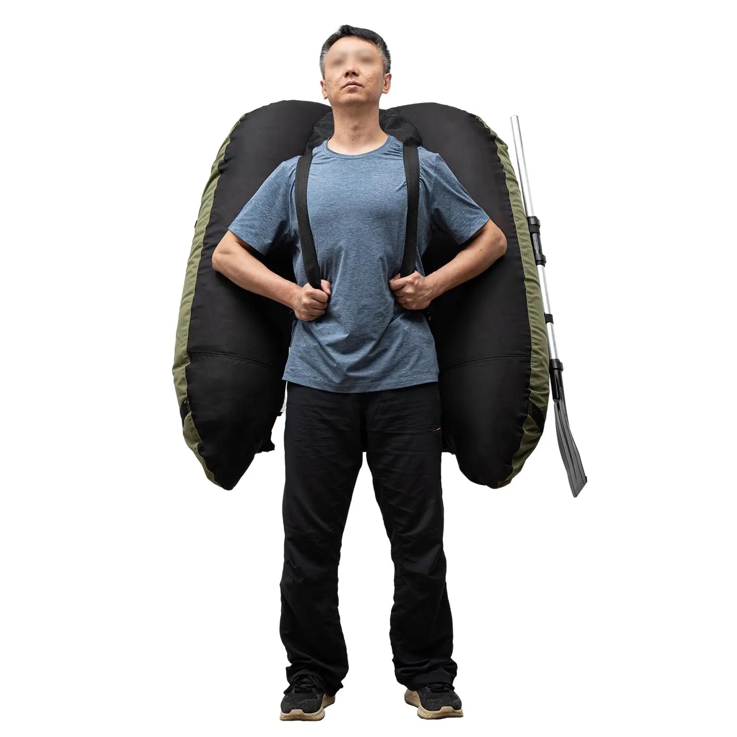 Fishing Float Tube, 286 Lbs Load Capacity Inflatable Boats U-Shaped Fishing Raft with Hand Air Pump, Fish Ruler, Paddle, and Storage