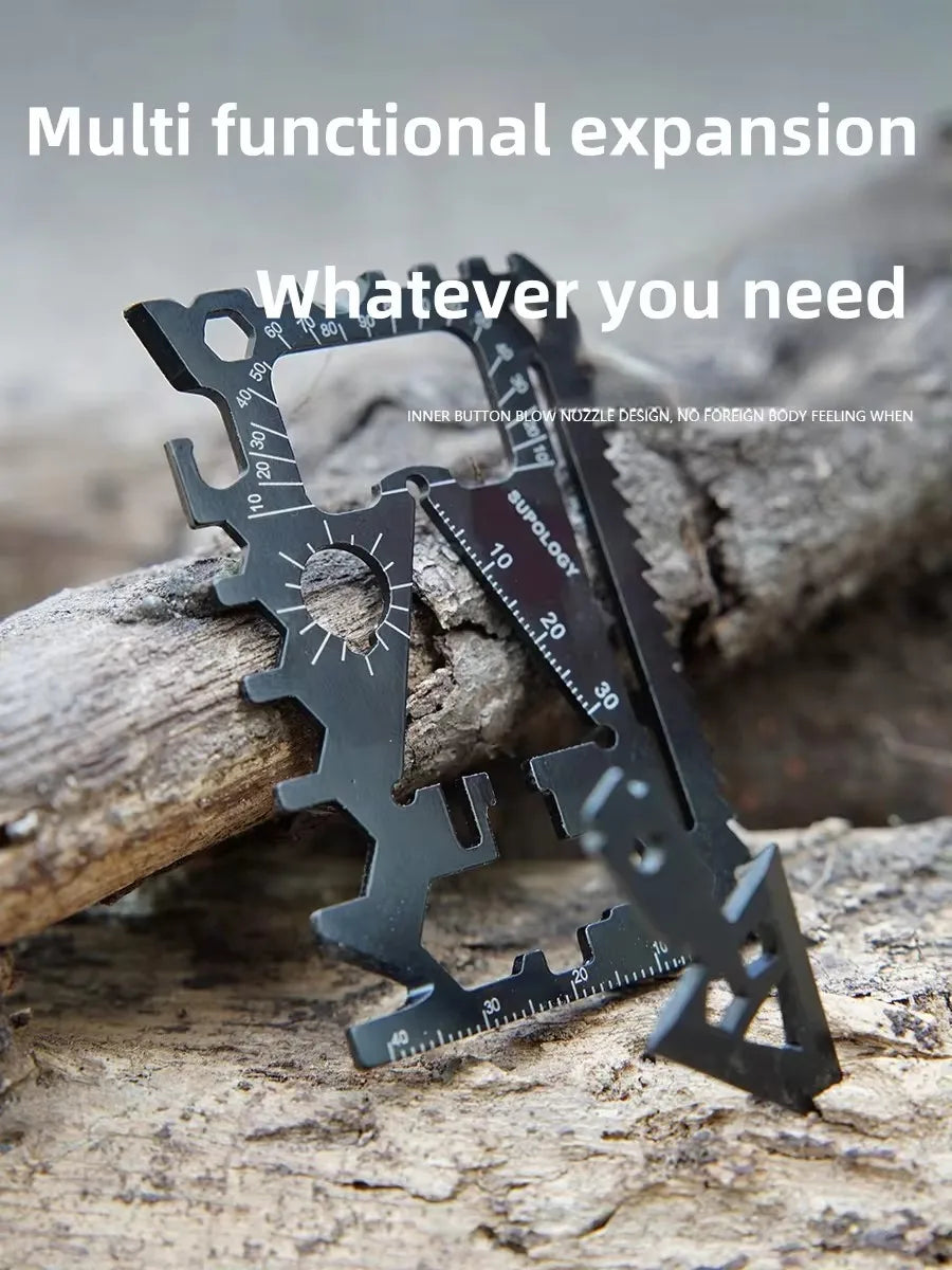 18-in-1 Credit Card Survival Tool | Ultra-Thin Multi-Function Outdoor Gear | Camping Essential with Knife/Bottle Opener