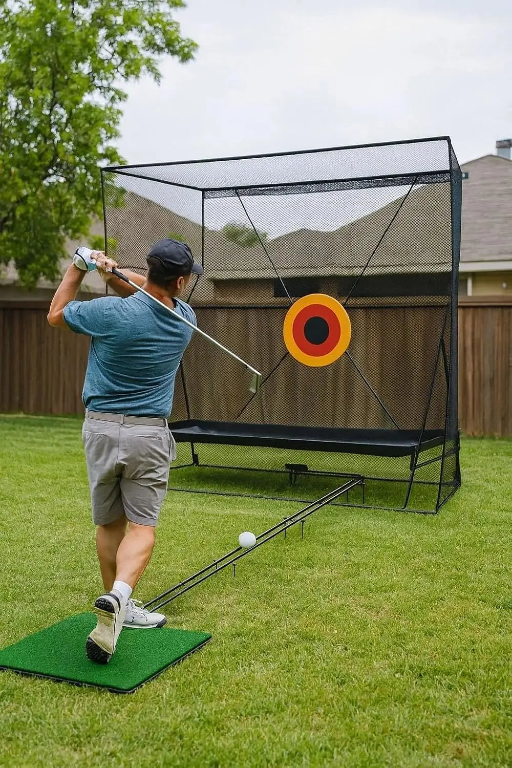 Golf Practice Cage Set with Heavy Duty Metal Frame & Carry Bag Foldable Easy Setup Practice Nets for Indoor/Outdoor Training