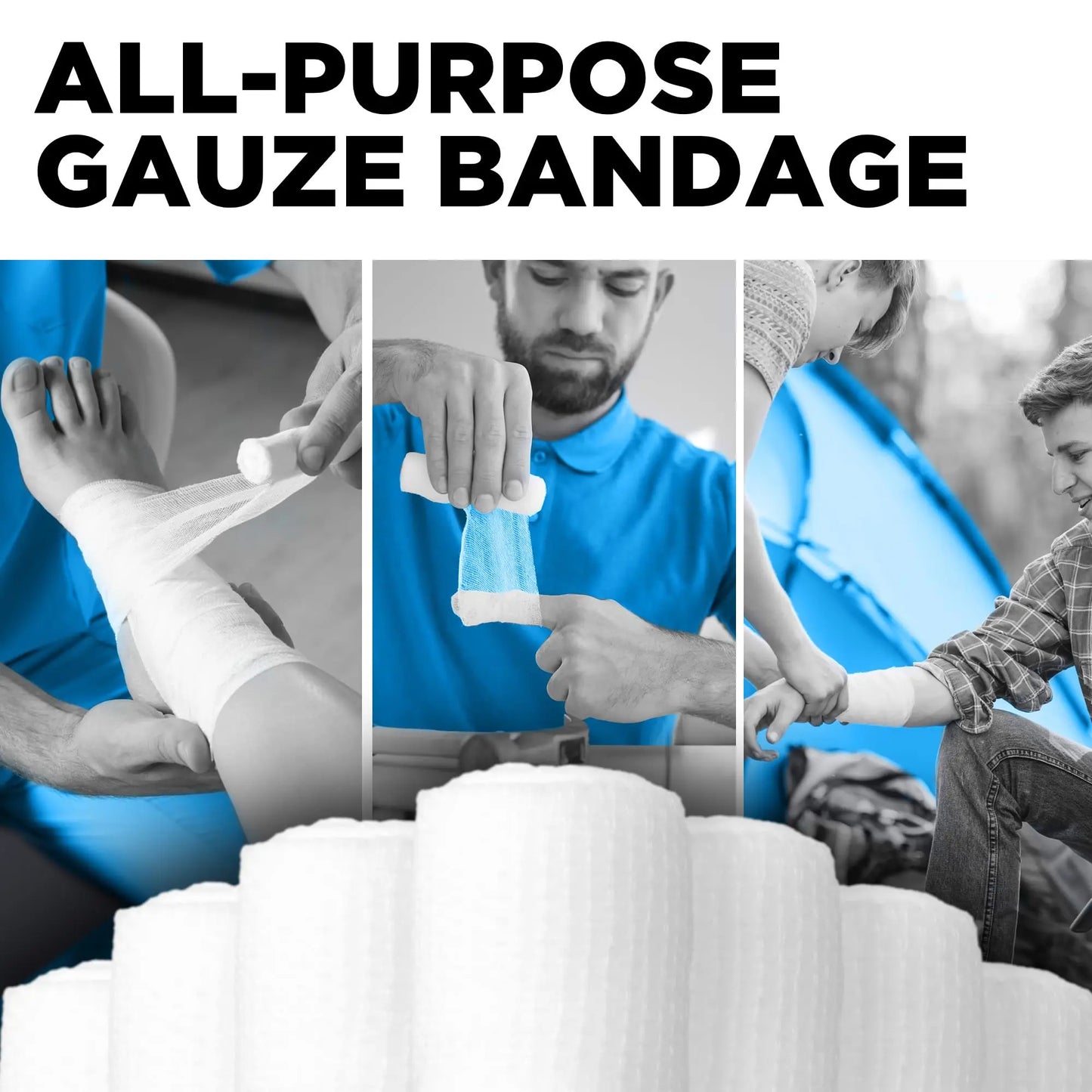 6m 5-50 Rolls Elastic Bandage Sterile Absorbent Gauze Cotton PBT Dressing for Wound Hemostasis Fixation Emergency Care