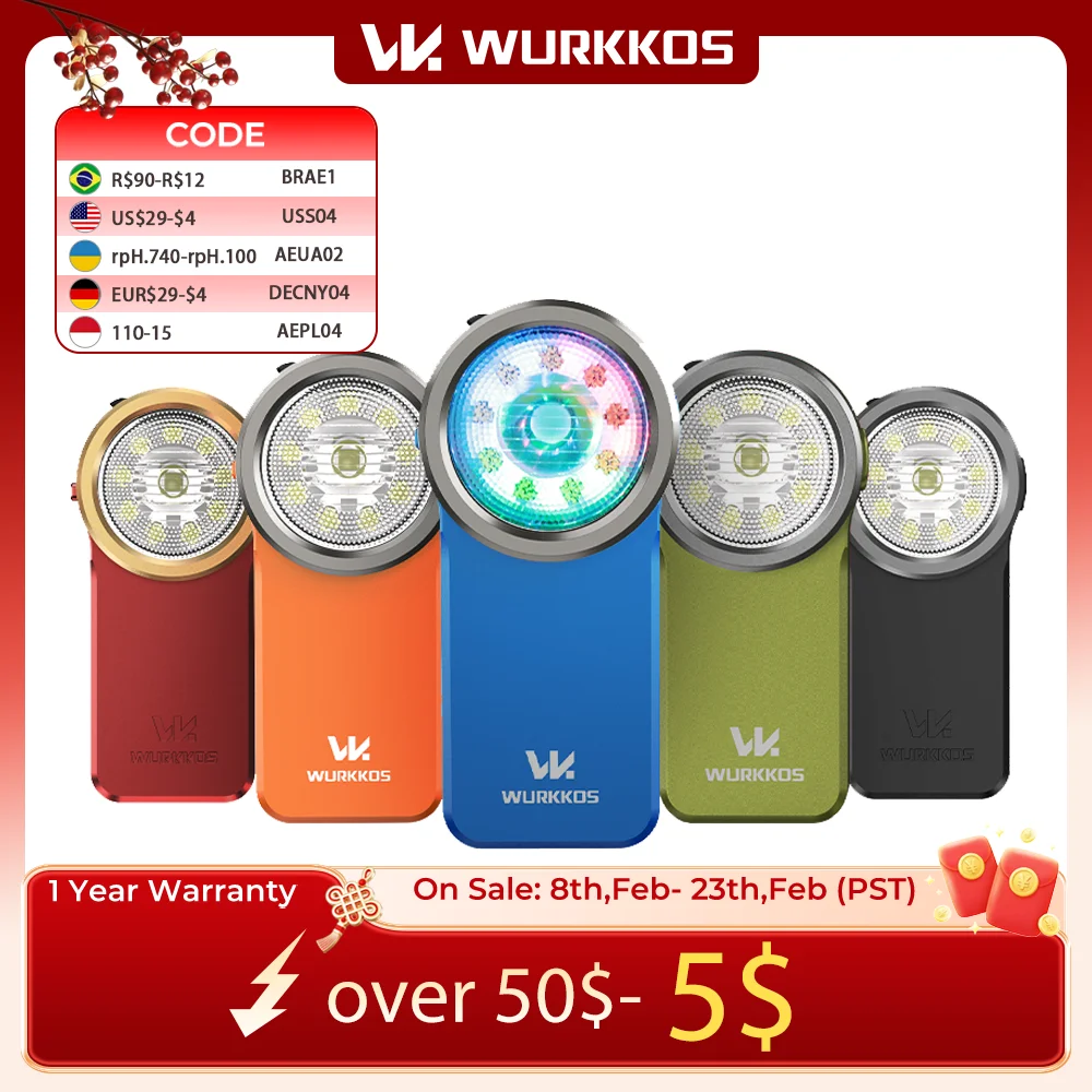 Wurkkos HD03 680LM Mini Clip Light USB Rechargeable Pocket Flashlight Spotlight/Floodlight Portable RGB Torch with Magnet